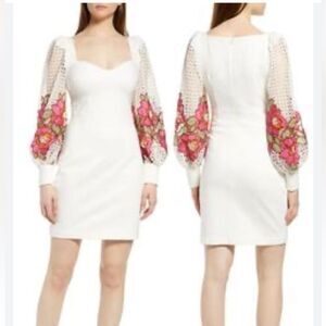 Elliatt Juke Embroidered Balloon Sleeve Mini Dress NWT Size Small